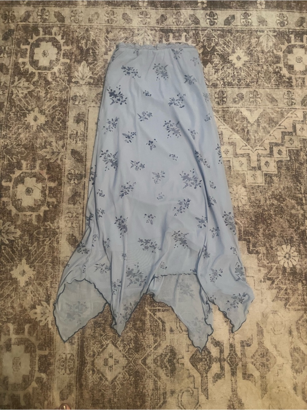 Light Blue Floral fairy Maxi Skirt